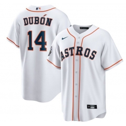 Men Houston Astros 14 Mauricio Dub F3n White 2022 World Series Patch Cool Base Stitched Baseball Jersey