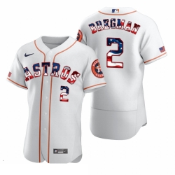 Men Houston Astros 2 Alex Bregman Men Nike White Fluttering USA Flag Limited Edition Flex Base MLB Jersey