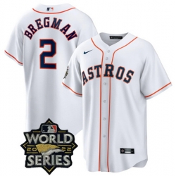 Men Houston Astros 2 Alex Bregman White 2022 World Series Stitched Baseball Jersey