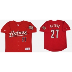 Men Houston Astros 27 Jose Altuve Red Stitched Baseball Jersey