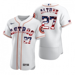 Men Houston Astros 27 Jose Altuve White USA Flag Fashion Nike Cool Base Jersey