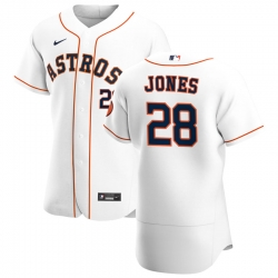 Men Houston Astros 28 Taylor Jones Men Nike White Home 2020 Flex Base Player MLB Jersey