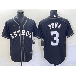 Men Houston Astros 3 Jeremy Pe F1a Black Cool Base Stitched Baseball Jersey