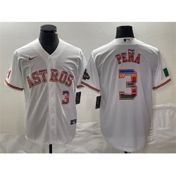 Men Houston Astros 3 Jeremy Pe F1a White Mexico Cool Base Stitched Baseball Jersey