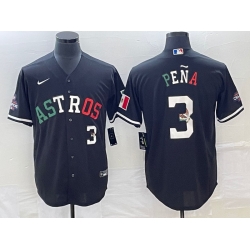 Men Houston Astros 3 Jeremy Pena Number Mexico Black Cool Base Stitched Baseball Jersey