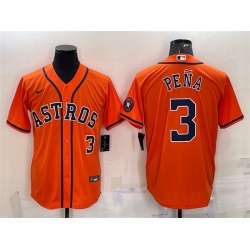 Men Houston Astros 3 Jeremy Pena Orange With Patch Cool Base Stitched Jersey_1