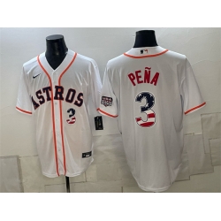 Men Houston Astros  3 Jeremy Pena White USA 250 Fourth of July Home Stitched Baseball Jersey