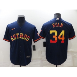 Men Houston Astros 34 Nolan Ryan 2022 Navy Cool Base Stitched Jerse