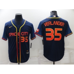 Men Houston Astros 35 Justin Verlander 2022 Navy City Connect Cool Base Stitched Jerse