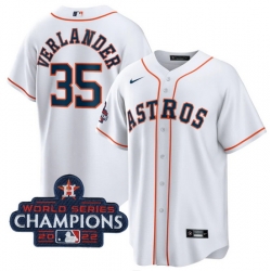 Men Houston Astros 35 Justin Verlander White 2022 World Series Champions Home Stitched Baseball Jersey