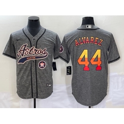 Men Houston Astros 44 Yordan Alvarez Gray With Patch Cool Base Stitched Baseball Jersey