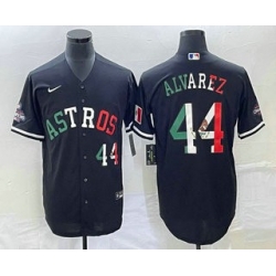 Men Houston Astros 44 Yordan Alvarez Number Mexico Black Cool Base Stitched Baseball Jersey
