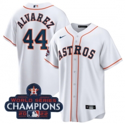 Men Houston Astros 44 Yordan Alvarez White 2022 World Series Champions Home Stitched Baseball Jersey