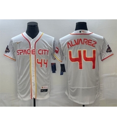 Men Houston Astros 44 Yordan Alvarez White With 2022 World Serise Champions Patch Stitched Baseball Jersey