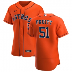 Men Houston Astros 51 Austin Pruitt Men Nike Orange Alternate 2020 Flex Base Team MLB Jersey