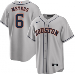 Men Houston Astros 6 Jake Meyers Grey Cool Base Stitched Baseball Jersey