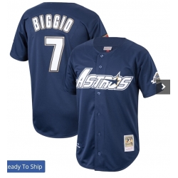 Men Houston Astros 7 Craig Biggio Navy Blue Throwback Stitched MLB Jersey