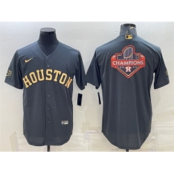 Men Houston Astros All Star Charcoal 2022 World Series Champions Team Big Logo Cool Base Stitched Jersey