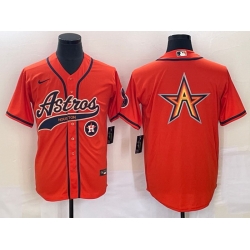 Men Houston Astros Orange Team Big Logo With Patch Cool Base Stitched Baseball Jersey