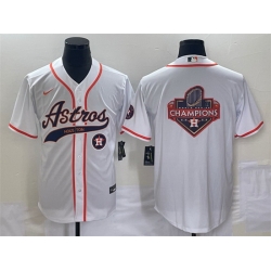 Men Houston Astros White Team Big Logo With Patch Cool Base Stitched Baseball Jersey