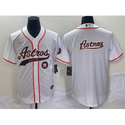 Men Houston Astros White Team Big Logo With Patch Cool Base Stitched Baseball Jerseys