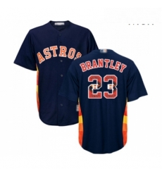 Mens Houston Astros 23 Michael Brantley Authentic Navy Blue Team Logo Fashion Cool Base Baseball Jersey 