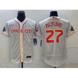 Men's Houston Astros #27 Jose Altuve Number White 2023 City Connect Flex Base Stitched Jersey