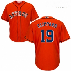 Mens Majestic Houston Astros 19 Tyler Clippard Replica Orange Alternate Cool Base MLB Jersey 