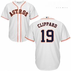 Mens Majestic Houston Astros 19 Tyler Clippard Replica White Home Cool Base MLB Jersey 