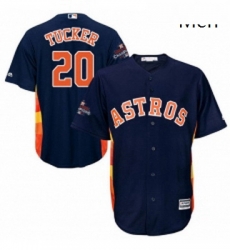 Mens Majestic Houston Astros 20 Preston Tucker Replica Navy Blue Alternate 2017 World Series Champions Cool Base MLB Jersey