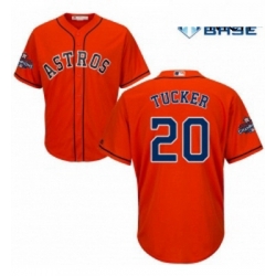 Mens Majestic Houston Astros 20 Preston Tucker Replica Orange Alternate 2017 World Series Champions Cool Base MLB Jersey