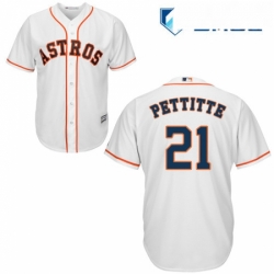 Mens Majestic Houston Astros 21 Andy Pettitte Replica White Home Cool Base MLB Jersey