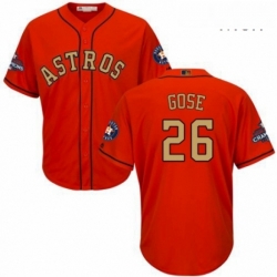 Mens Majestic Houston Astros 26 Anthony Gose Replica Orange Alternate 2018 Gold Program Cool Base MLB Jersey 