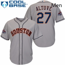 Mens Majestic Houston Astros 27 Jose Altuve Replica Grey Road 2017 World Series Champions Cool Base MLB Jersey