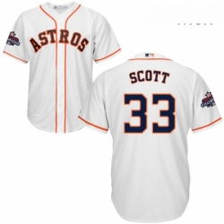 Mens Majestic Houston Astros 33 Mike Scott Replica White Home 2017 World Series Champions Cool Base MLB Jersey