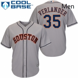 Mens Majestic Houston Astros 35 Justin Verlander Replica Grey Road Cool Base MLB Jersey 