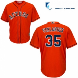 Mens Majestic Houston Astros 35 Justin Verlander Replica Orange Alternate Cool Base MLB Jersey 