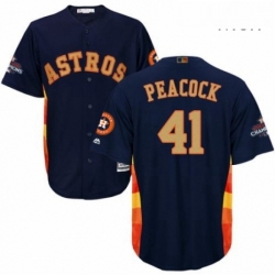 Mens Majestic Houston Astros 41 Brad Peacock Replica Navy Blue Alternate 2018 Gold Program Cool Base MLB Jersey 