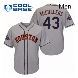 Mens Majestic Houston Astros 43 Lance McCullers Replica Grey Road 2017 World Series Champions Cool Base MLB Jersey