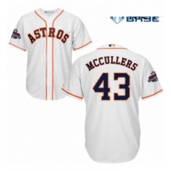 Mens Majestic Houston Astros 43 Lance McCullers Replica White Home 2017 World Series Champions Cool Base MLB Jersey