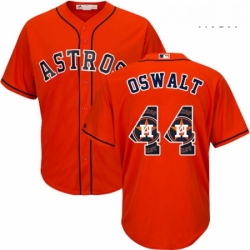 Mens Majestic Houston Astros 44 Roy Oswalt Authentic Orange Team Logo Fashion Cool Base MLB Jersey