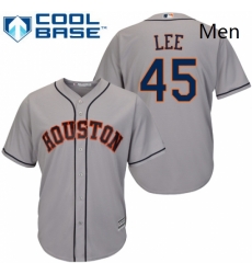 Mens Majestic Houston Astros 45 Carlos Lee Replica Grey Road Cool Base MLB Jersey