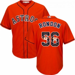 Mens Majestic Houston Astros 56 Hector Rondon Authentic Orange Team Logo Fashion Cool Base MLB Jersey 