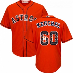 Mens Majestic Houston Astros 60 Dallas Keuchel Authentic Orange Team Logo Fashion Cool Base MLB Jersey