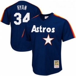 Mens Mitchell and Ness 1988 Houston Astros 34 Nolan Ryan Replica Navy Blue Throwback MLB Jersey