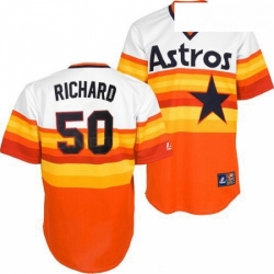 Mens Mitchell and Ness Houston Astros 50 JR Richard Authentic WhiteOrange Throwback MLB Jersey