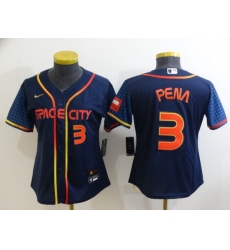 Women's Houston Astros #3 Jeremy Pena Number 2022 Navy Blue City Connect Cool Base Stitched Jersey