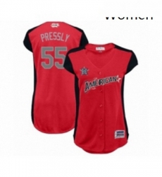 Womens Houston Astros 55 Ryan Pressly Authentic Red American League 2019 Baseball All Star Jersey 