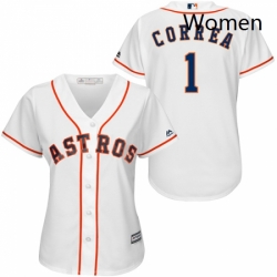 Womens Majestic Houston Astros 1 Carlos Correa Replica White Home Cool Base MLB Jersey