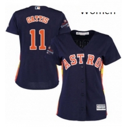 Womens Majestic Houston Astros 11 Evan Gattis Authentic Navy Blue Alternate 2017 World Series Champions Cool Base MLB Jersey